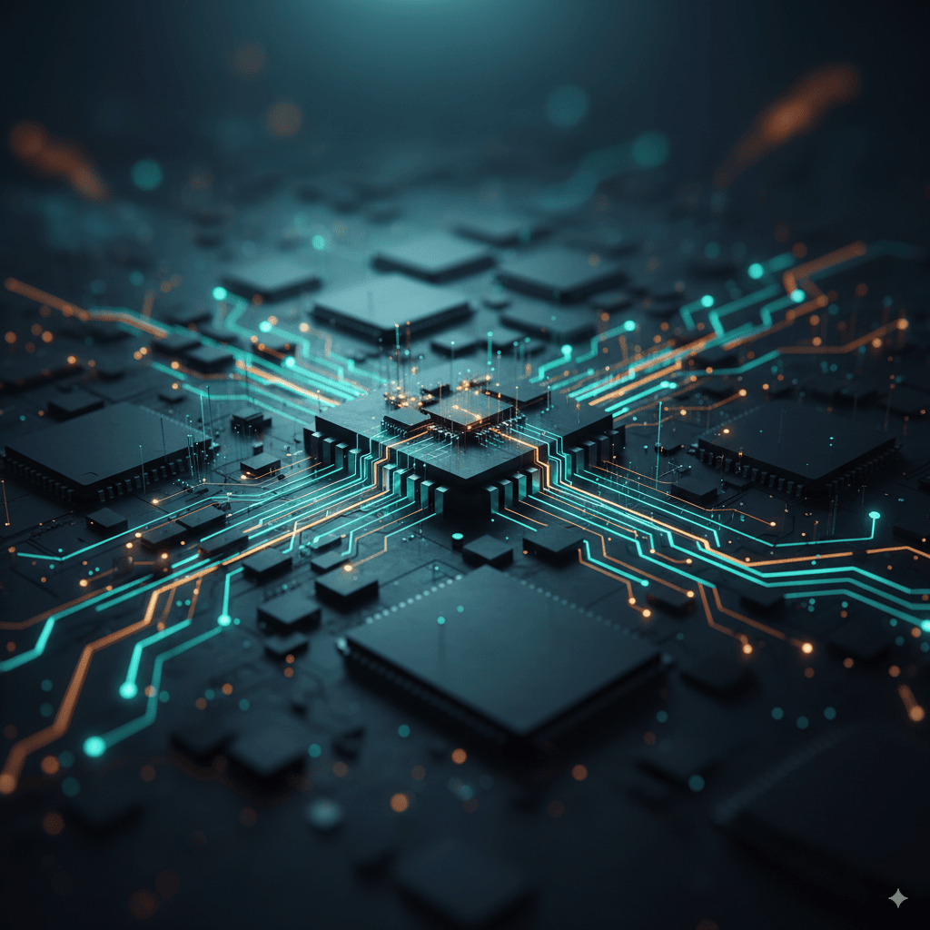 Futuristic digital interface representing innovation at BrightMind TechWorks